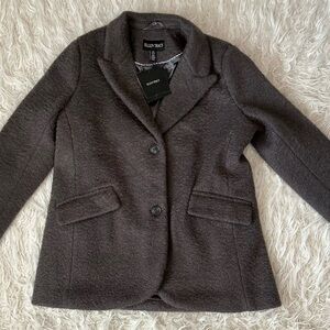 Ellen Tracy Dark Charcoal Two-Button Wool-Blend Blazer